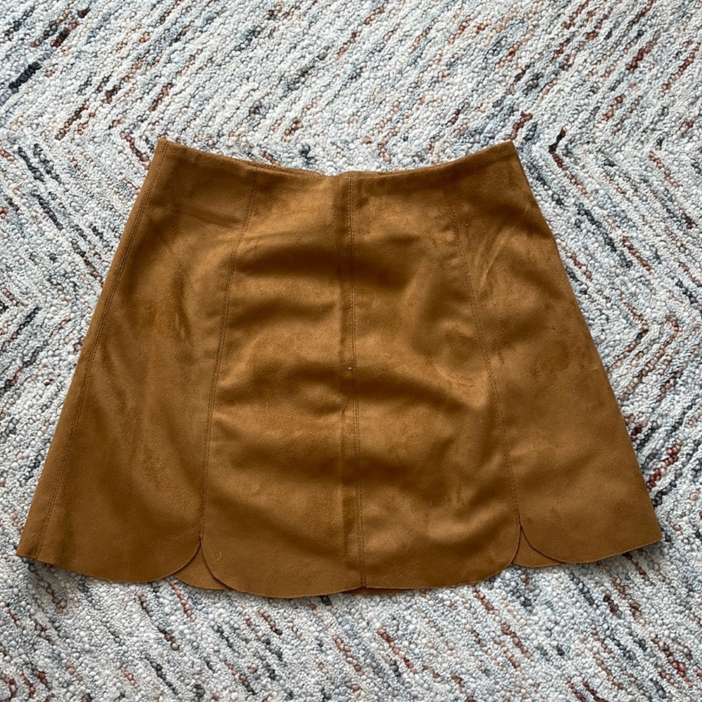 Camel Suede Mini Skirt